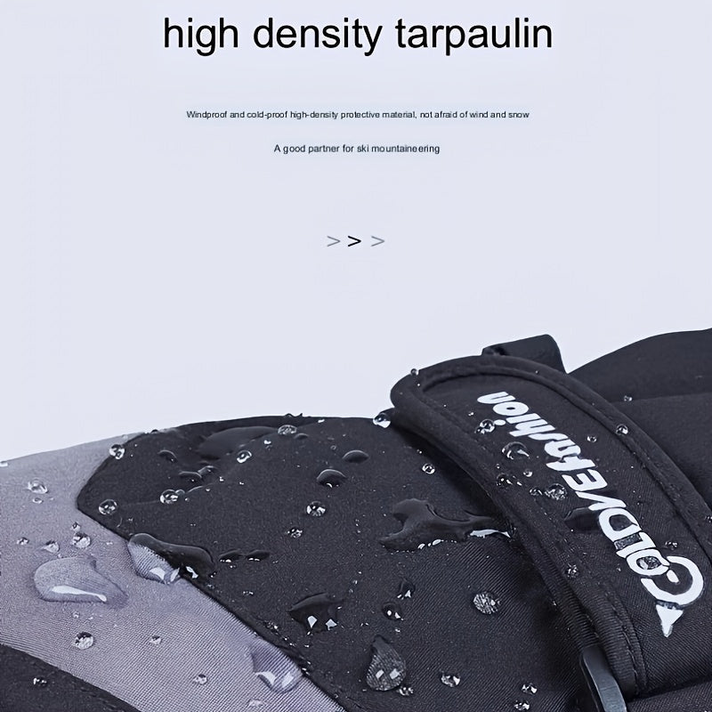 Winter Waterproof Thick Plus Velvet Warm Gloves for Outdoor Cycling Skiing