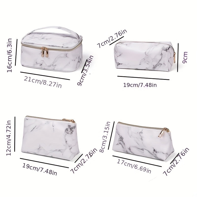 3Pcs Marble Pattern Makeup Bags Set