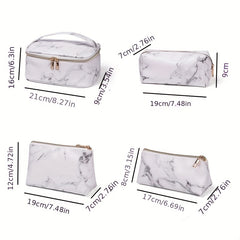 3Pcs Marble Pattern Makeup Bags Set