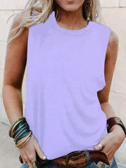 Sleeveless Crew Neck Tank Top for Women
