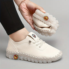 Women's Lace Up Flat Sneakers Soft Sole Casual Walking Shoes