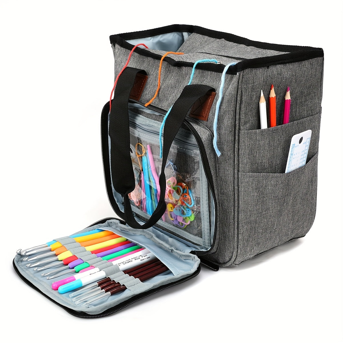 Knitting Bag Crochet Storage Tote Bag Leaves Multifunctional Wool Storage Bag