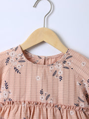 Girls Floral Print Peplum Blouse Flared Sleeve Holiday Outfit