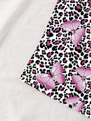 Butterfly Print Halter Top Sexy Backless Leopard Top