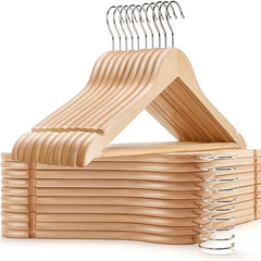 6pcs Slim Wooden Hangers 360° Rotating Hooks Solid Wood Shoulder G