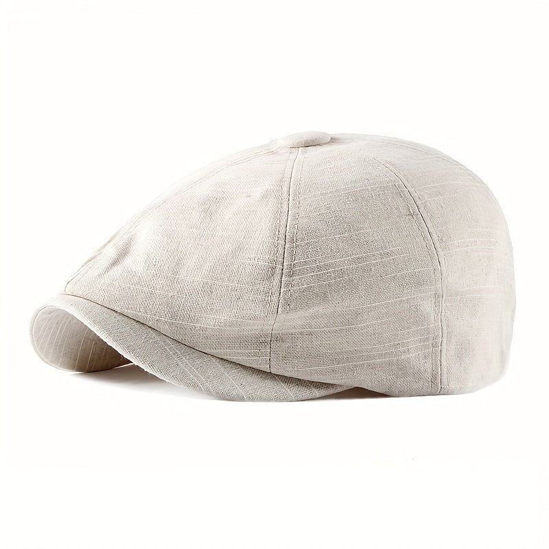 Men's Retro Beret Painter Hat Octagonal Newsboy Hat Cotton Linen Sun Hat
