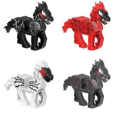 HHLXGG Evil Horse Model Figure Red Grey Cracked Pattern Statue