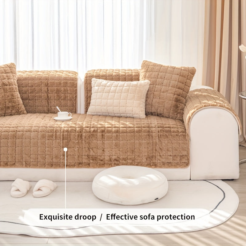 Rabbit Plush Sofa Slipcover Pet Friendly Couch Cover