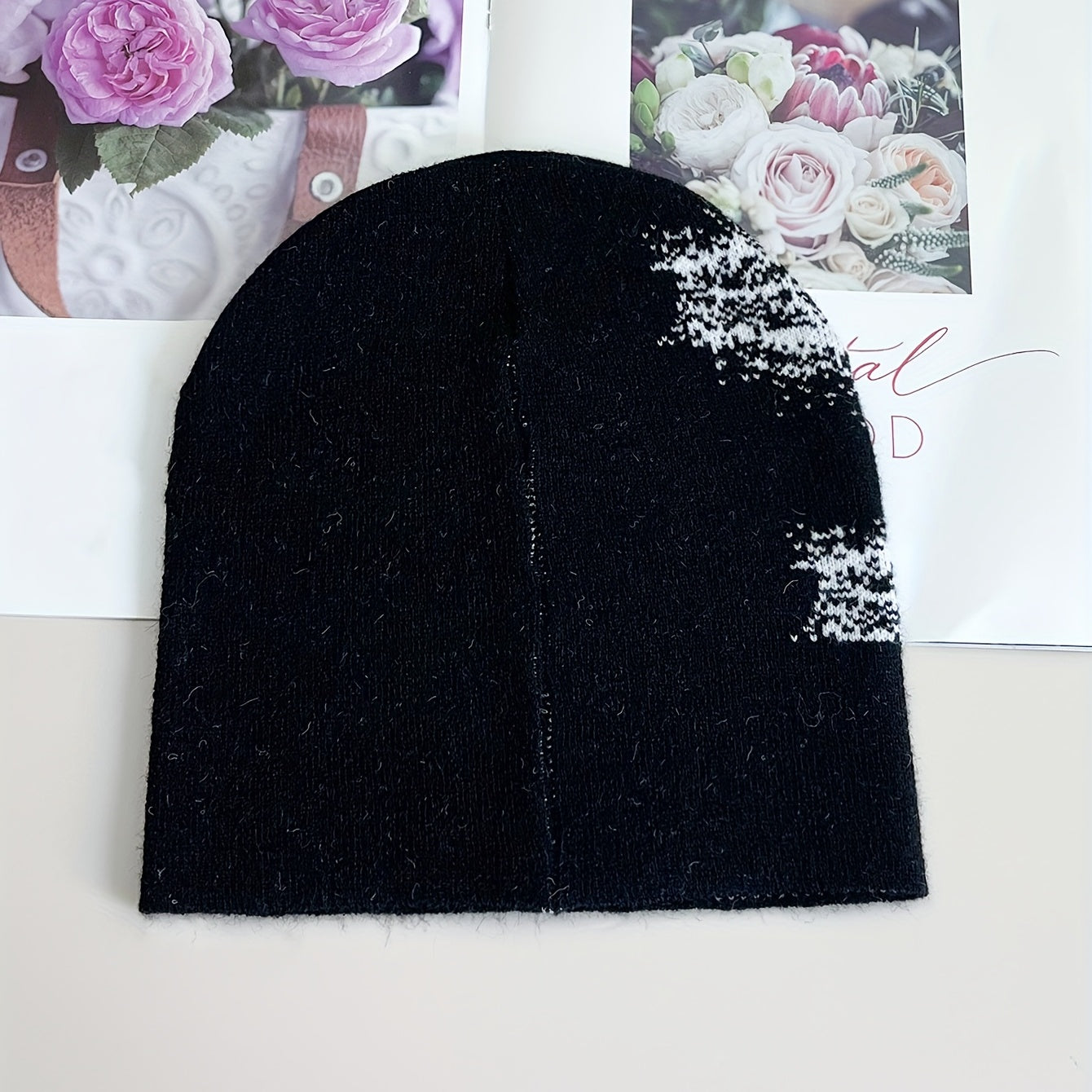 Skull Impact Jacquard Beanie Lightweight Elastic Soft Breathable Knit Hat