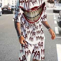 Men's Grimace Print T-shirt & Shorts Set for Sports
