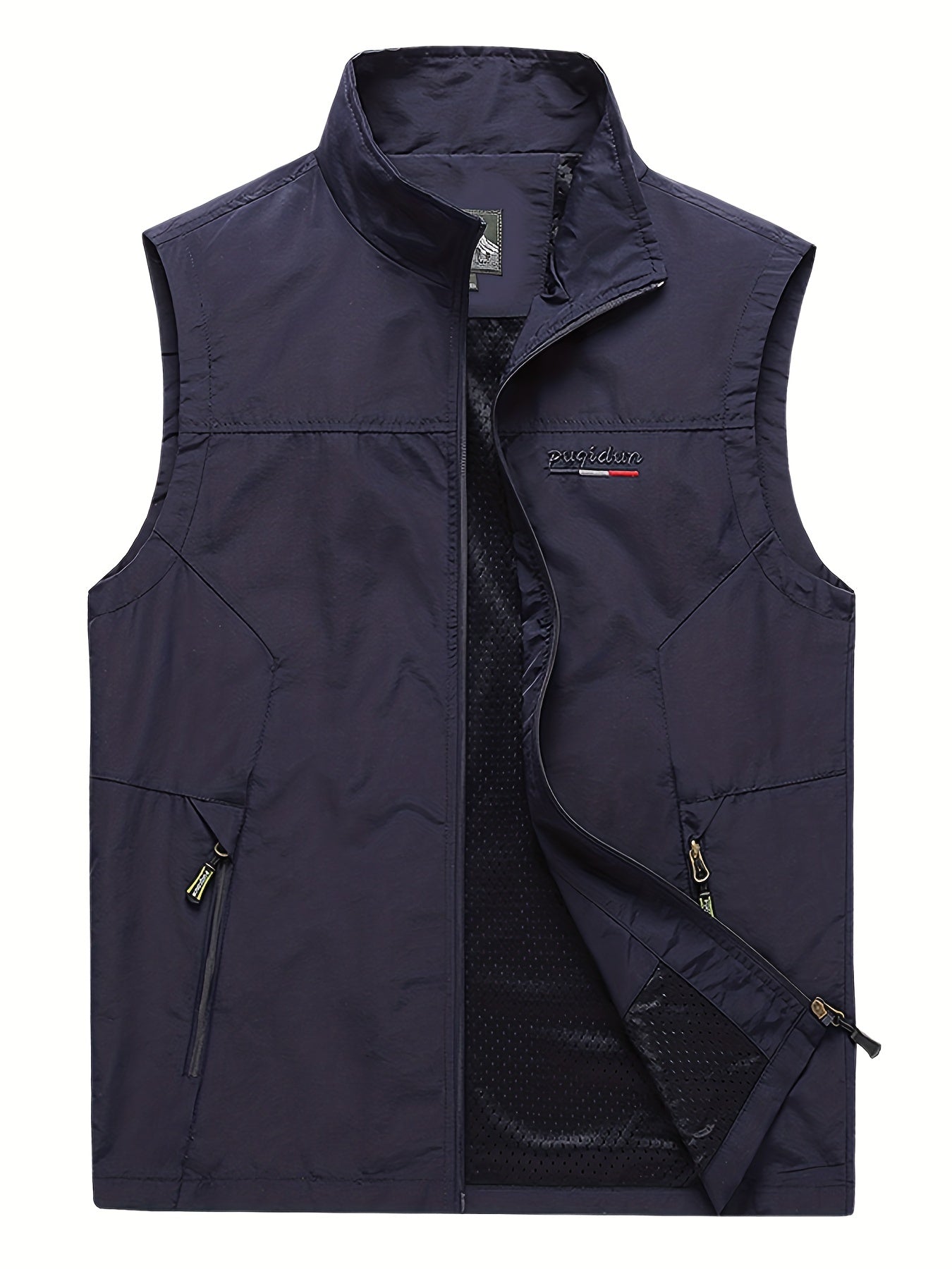 Men's Cargo Vest with Zipper Pockets - Outdoor Stand Collar Outwear