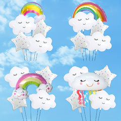 Rainbow Cloud Birthday Party Balloons Set