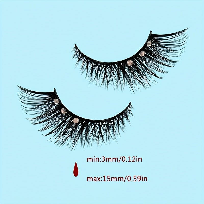 Bejeweled Full Strip False Eyelashes Natural Volume Curly Makeup Lash Extension