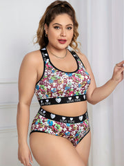 Floral Print Crisscross Back Bra & Panty Set