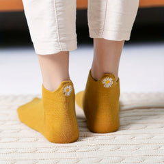 8 Pairs Floral Embroidery Socks Low Cut Ankle Stockings Women's Hosiery