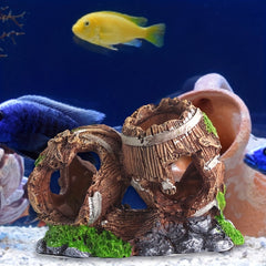 Resin Broken Barrel Aquarium Decoration Fish Tank Ornament