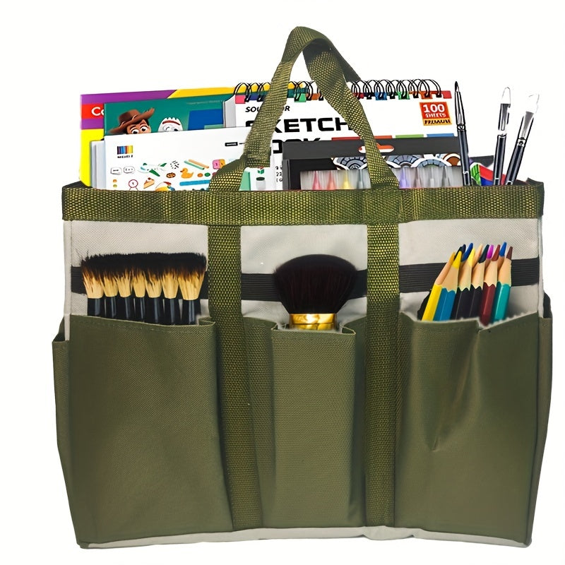 Large Capacity Green Storage Tote Bag for Art, Craft, Sewing, Medical, Books