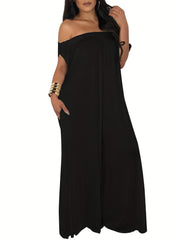 Off Shoulder Wide Leg Jumpsuit Backless Casual Jumpsuit