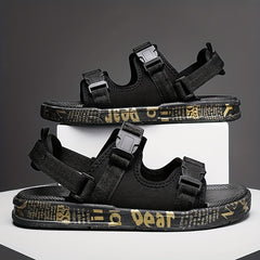 Men's Open Toe Graphic Print Sandals Non Slip Comfortable Beach Shoes Summer