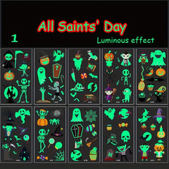 10pcs Halloween Luminous Tattoo Stickers - Waterproof Spider Temps