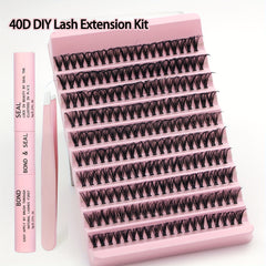 DIY Lash Extension Kit 200pcs Individual Lashes Cluster D Curling