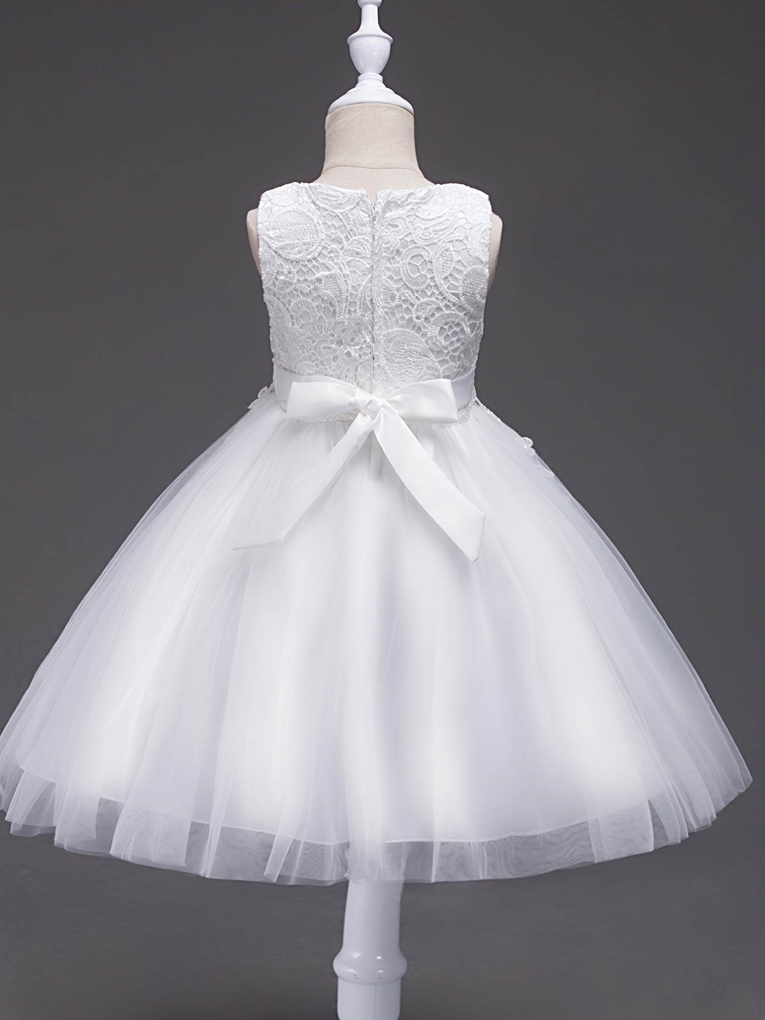 Girls Sleeveless Puffy Princess Dress Flowers Embroidery Tulle Tutu Dress