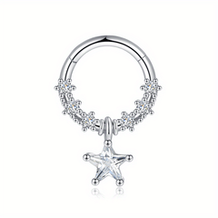 Zircon Inlaid Septum Nose Ring Body Piercing Jewelry