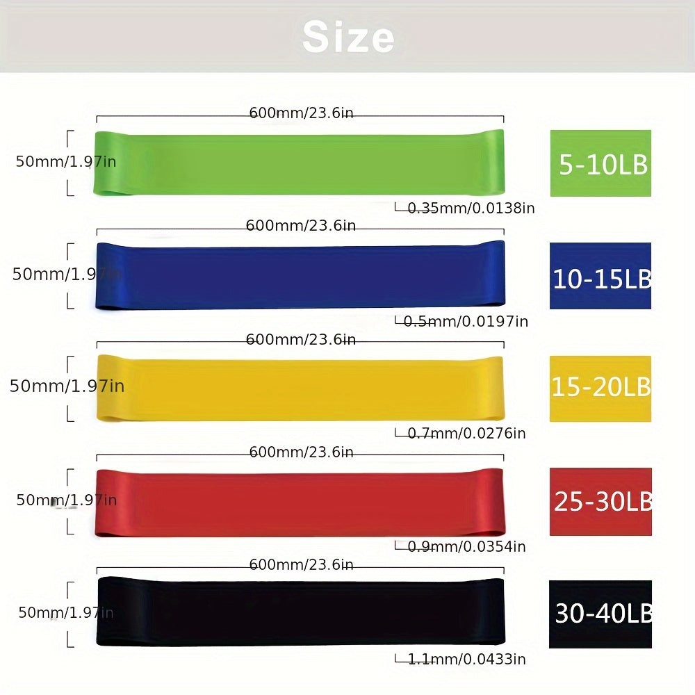 5pcs Yoga Resistance Bands Fitness Stretching Band Hip Lifting Body Shaping