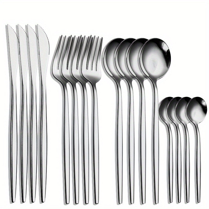 16pcs Stainless Steel Portuguese Steak Fork Spoon Set
