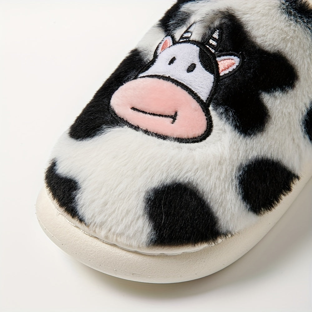 Women's Cow Printed Slippers Soft Sole Home Slides Warm Cozy Shoes