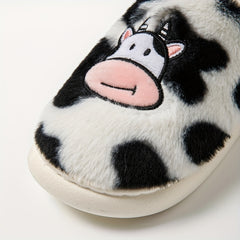 Women's Cow Printed Slippers Soft Sole Home Slides Warm Cozy Shoes