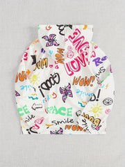 Girls Stylish Graffiti Graphic Hoodie Sweatshirt Pullover Tops