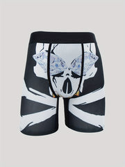 Men's Skull Graphic Boxer Shorts High Stretch Elastic Waist Beach Shorts