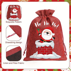 4pcs Burlap Christmas Bags 15 24 X 20 32 Cm Classic Style
