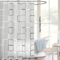 Large Checkered Shower Curtain PEVA Lined Waterproof Lattice Curtain