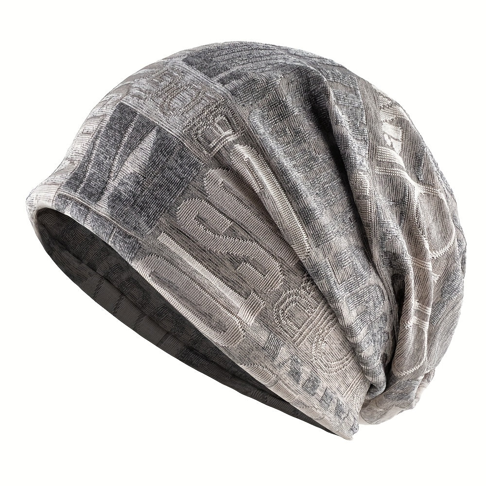 Knitted Letter Pattern Brimless Cap Elastic Headband for Outdoor Sports