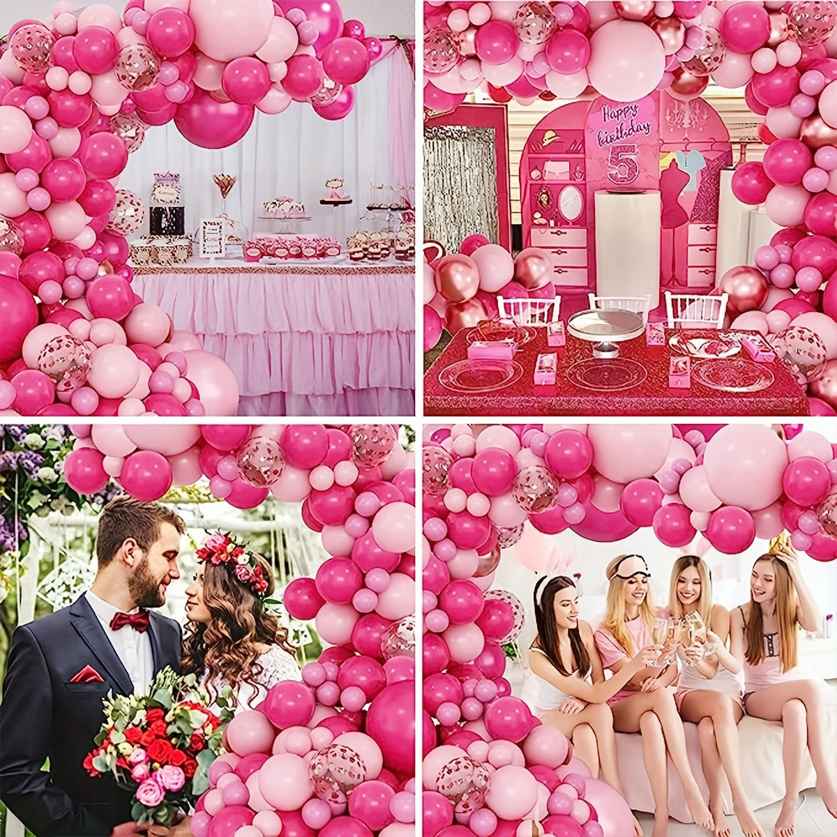 Hot Pink Balloon Garland Arch Kit for Princess Baby Shower Wedding Birthday