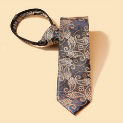 Men's Business Cashew Pattern Zipper Lazy Easy Tie