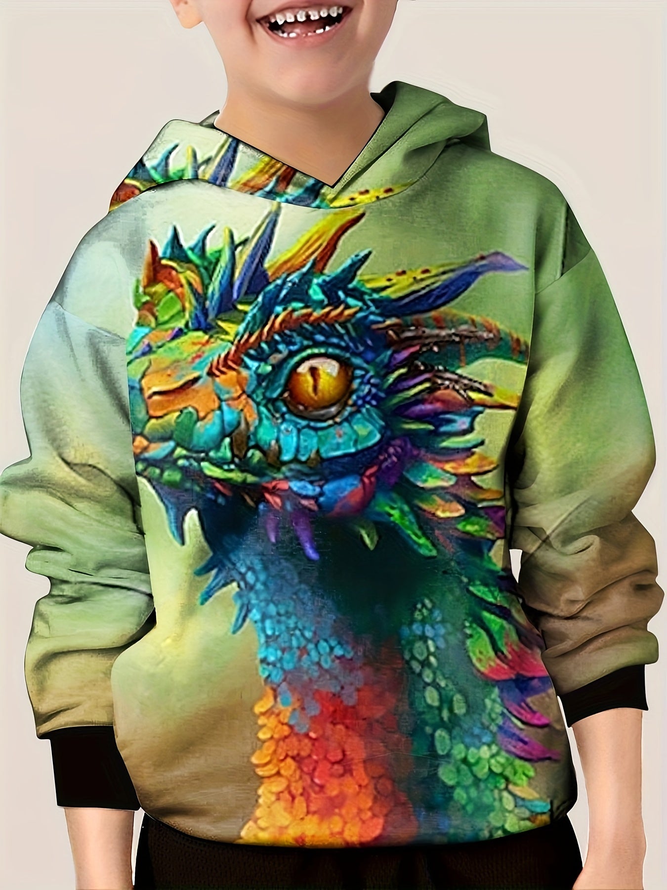 3D Lizard Shark Print Hoodie For Kids Casual Pullover Hooded Long Sleeve Top