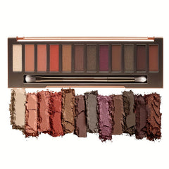 Warm & Bright Eyeshadow Palette Shimmer Matte Finish Cosmetics Mirror Brush