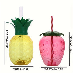 Fruit Shaped Cups with Lids and Straws for Summer Drinks