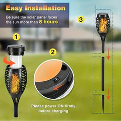 Solar Flame Lights Outdoor 12LEDs Waterproof Landscape Plug-In Lawn Light