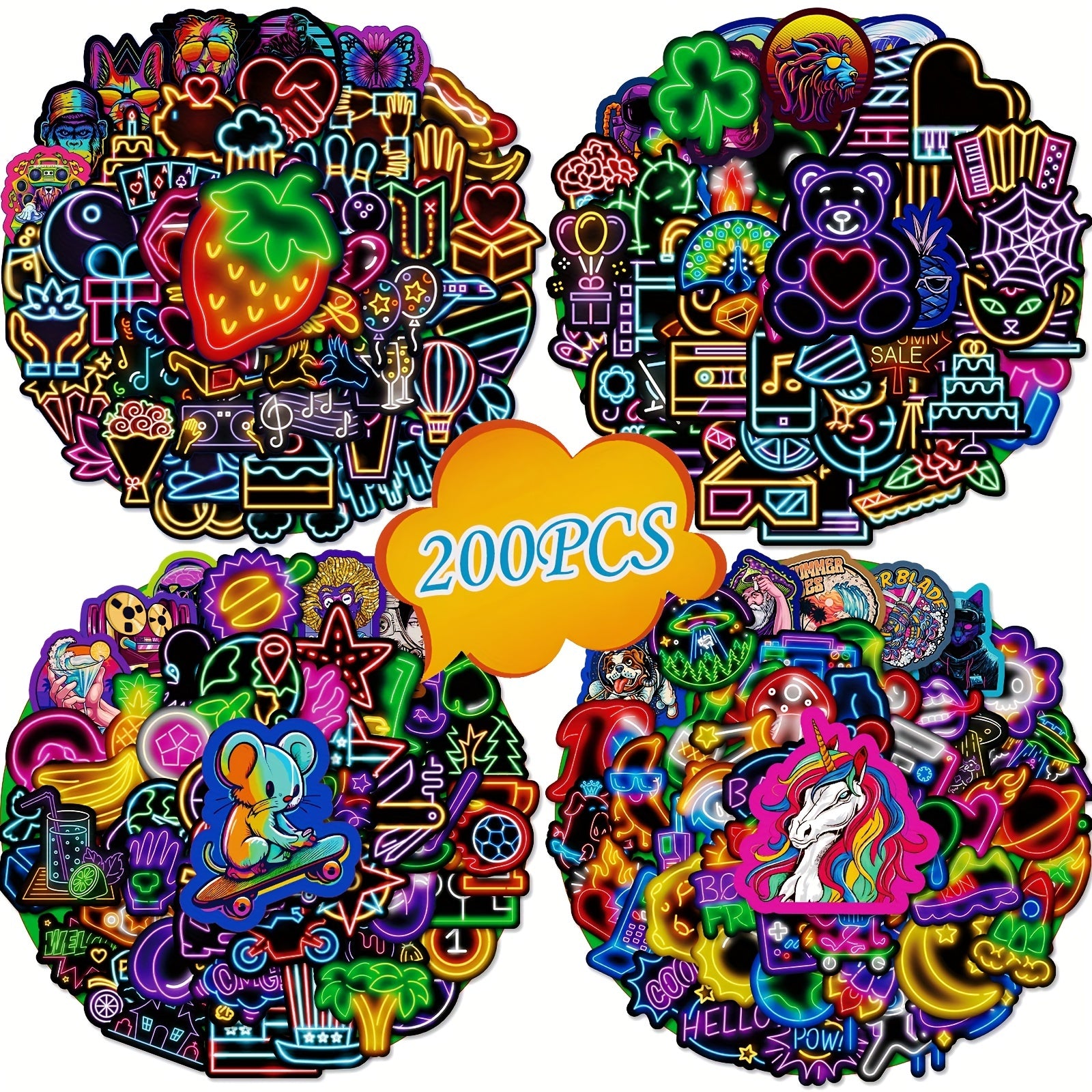 Neon Graffiti Sticker Pack - Waterproof Fun Stickers