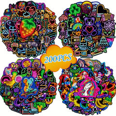 Neon Graffiti Sticker Pack - Waterproof Fun Stickers