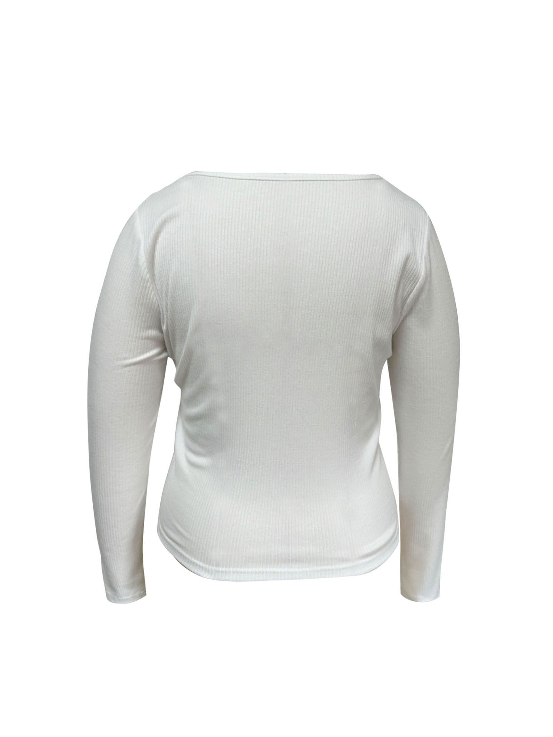 Ribbed Knit Long Sleeve Scoop Neck Top