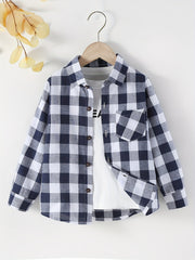 Boys Plaid Shirts Long Sleeve Button Down Tops Spring Fall Outwear