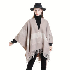 Striped Warm Shawl Casual Sunscreen Tassel Shawl Cardigan Wrap