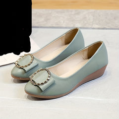Women's Circle Bow Flat Shoes Comfy Pointed Toe Slip On Soft Sole Shoes