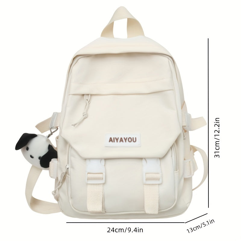 Preppy Style School Bag with Letter Patch