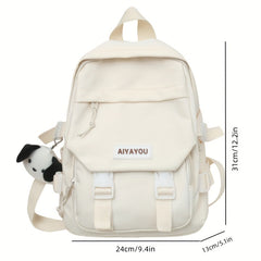Preppy Style School Bag with Letter Patch